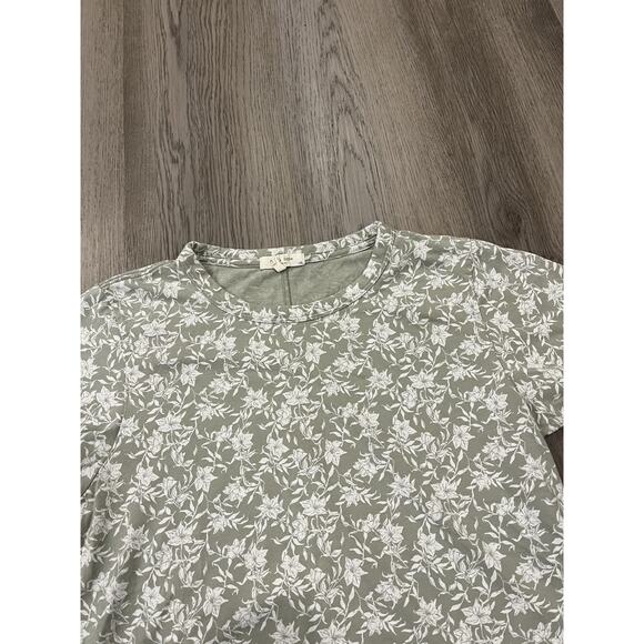 Rag & Bone T Shirt Women's Size Large Julie Floral Print Short Sleeve Tee Jade - Picture 2 of 7